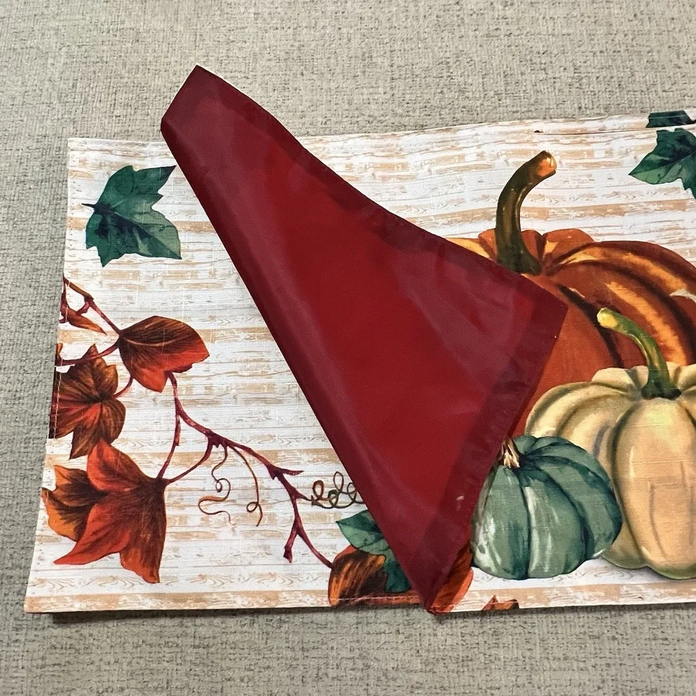Home Collection Set of 6 Fabric Placemats Pumpkins Fall Autumn Thanksgiving New!